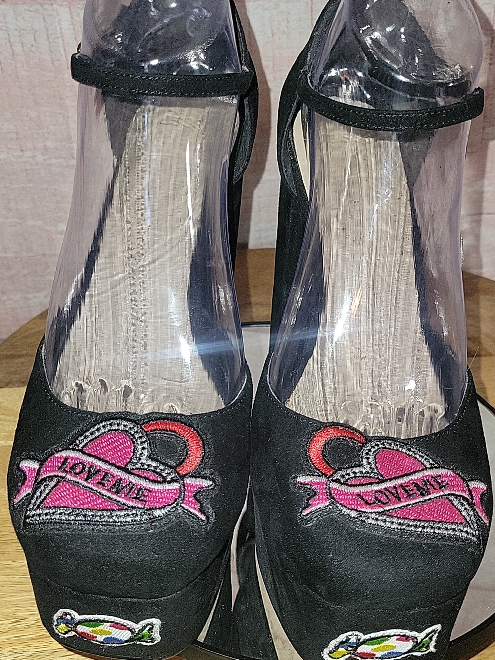 ASOS  Black Patchwork Chunky Platform Heels - Picture 3 of 16